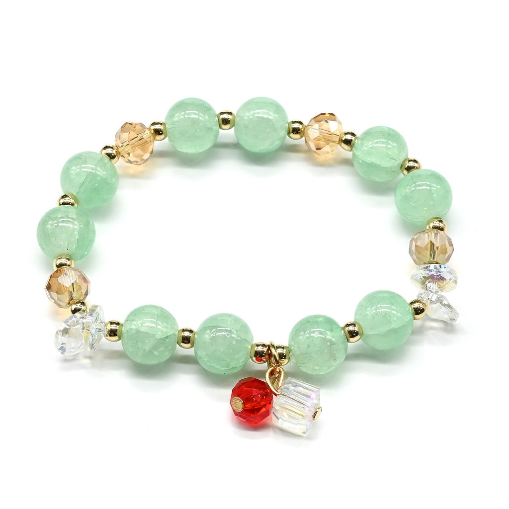 Браслет из полимера шарик 10мм цв.мятный