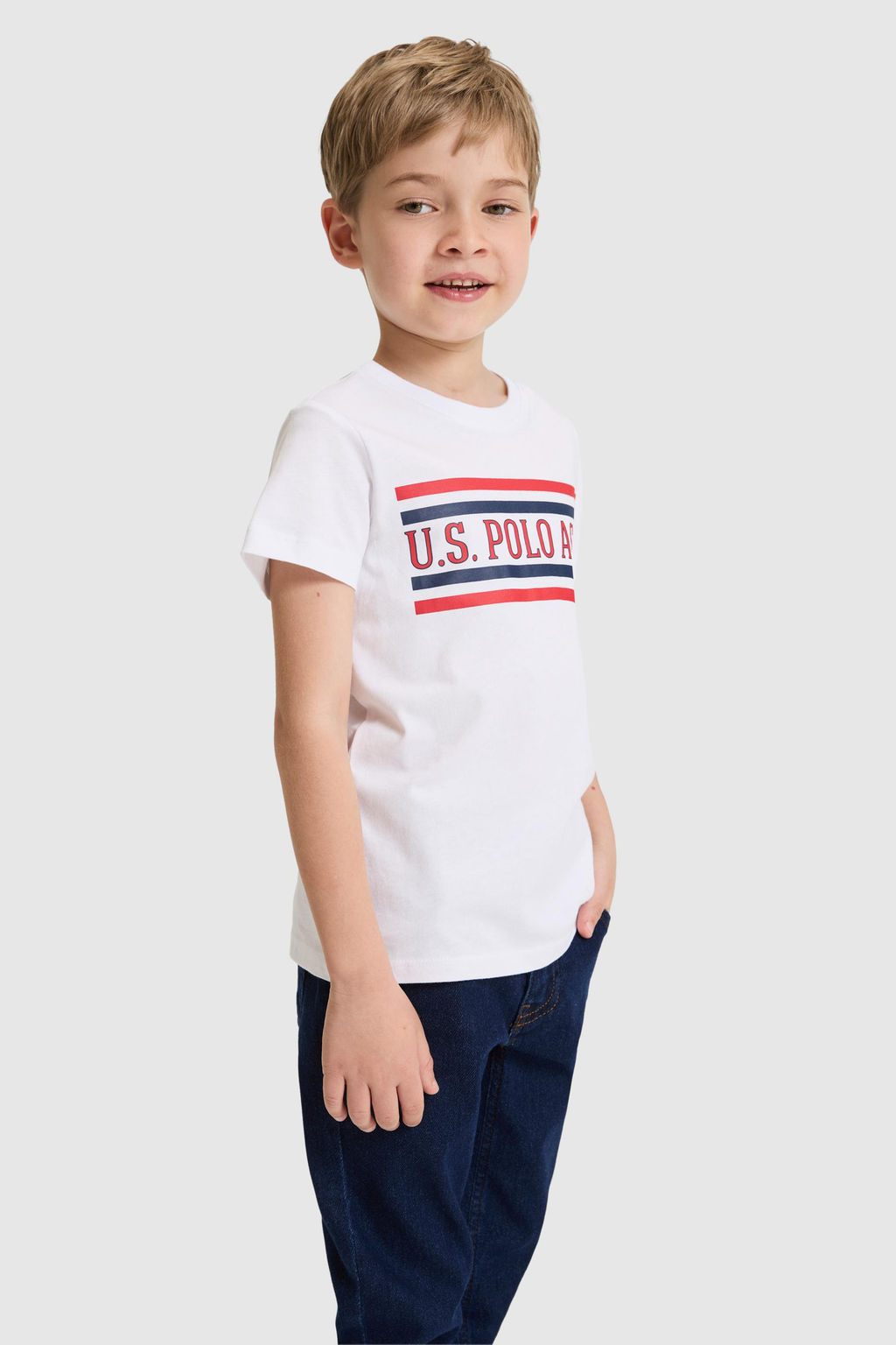 Erkek _ocuk Beyaz Bisiklet Yaka Ti__rt - U.s. polo assn фото 3