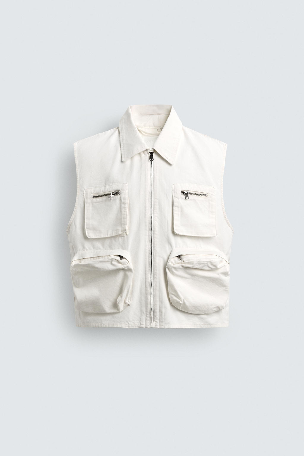 CHALECO RELAXED FIT BOLSILLOS UTILITY / Blanco roto
