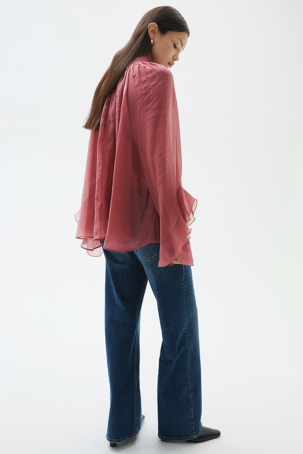 Blusa transparente con lazada al cuello - H&m фото 4