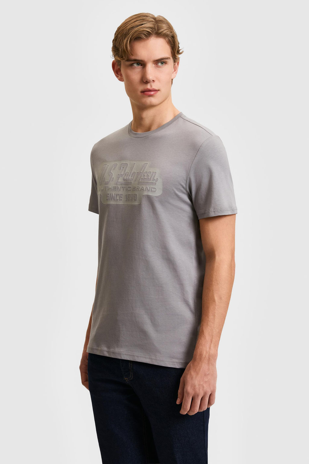 Erkek Regular Fit Bisiklet Yaka Gri Ti__rt