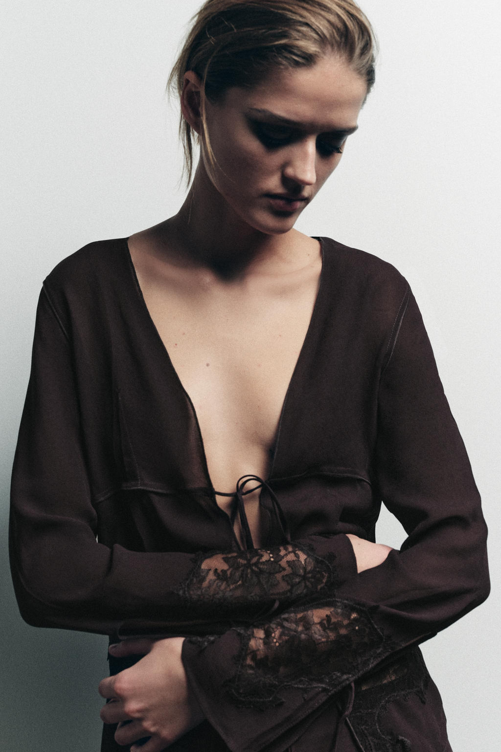 GEORGETTE LACE SHIRT WITH BOWS