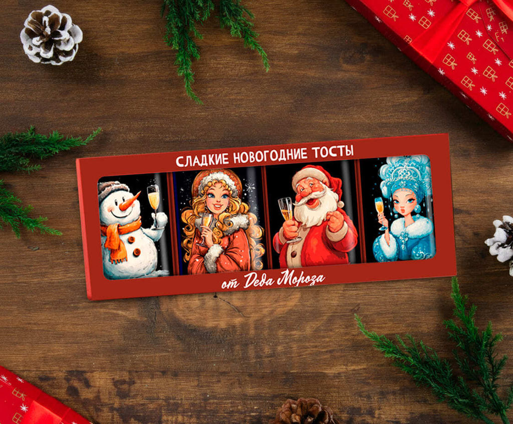 Набор шоколада "Сладкие новогодние тосты", 4шт. по 12г.