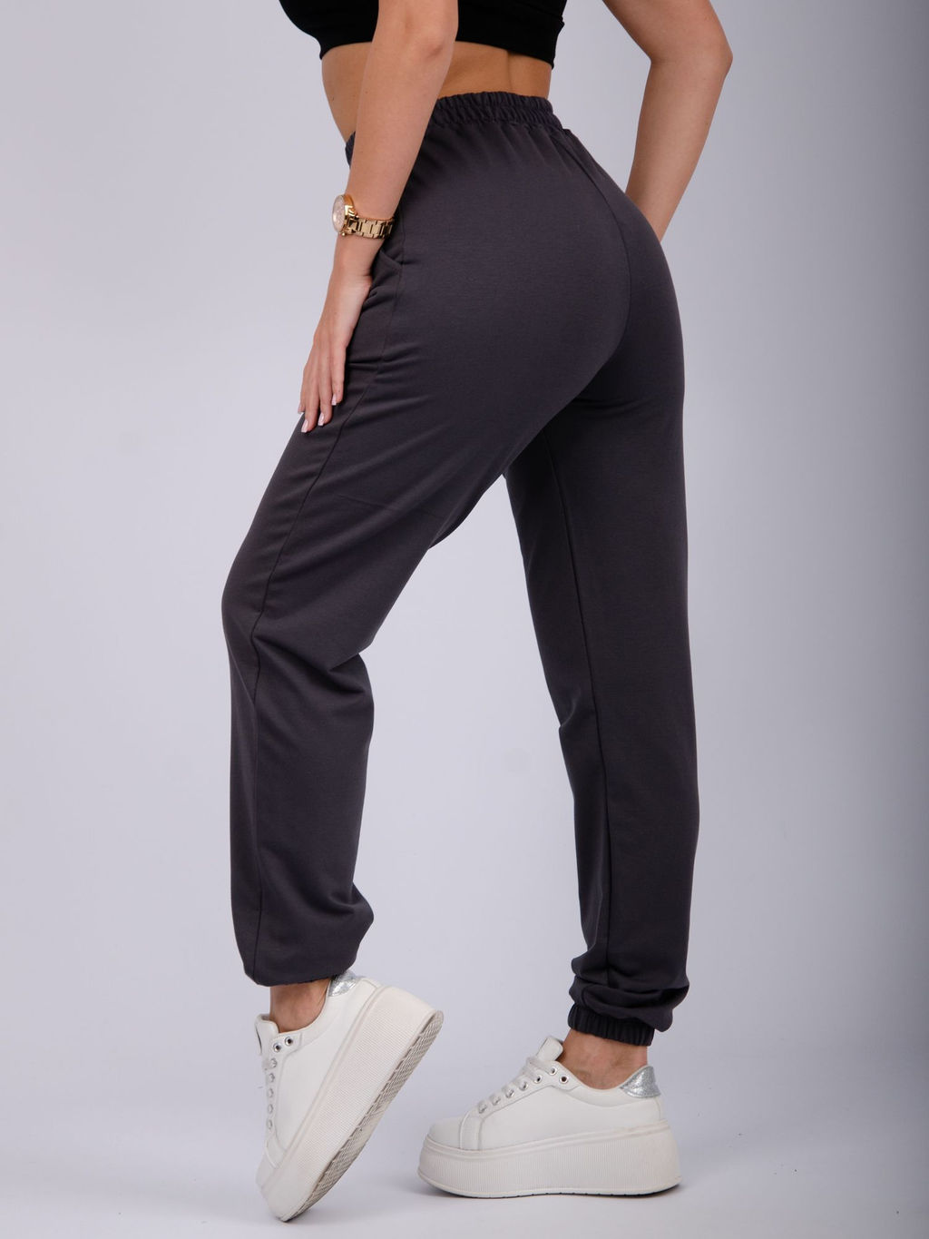Джоггеры "Селена" серые, футер 2-х нитка начес