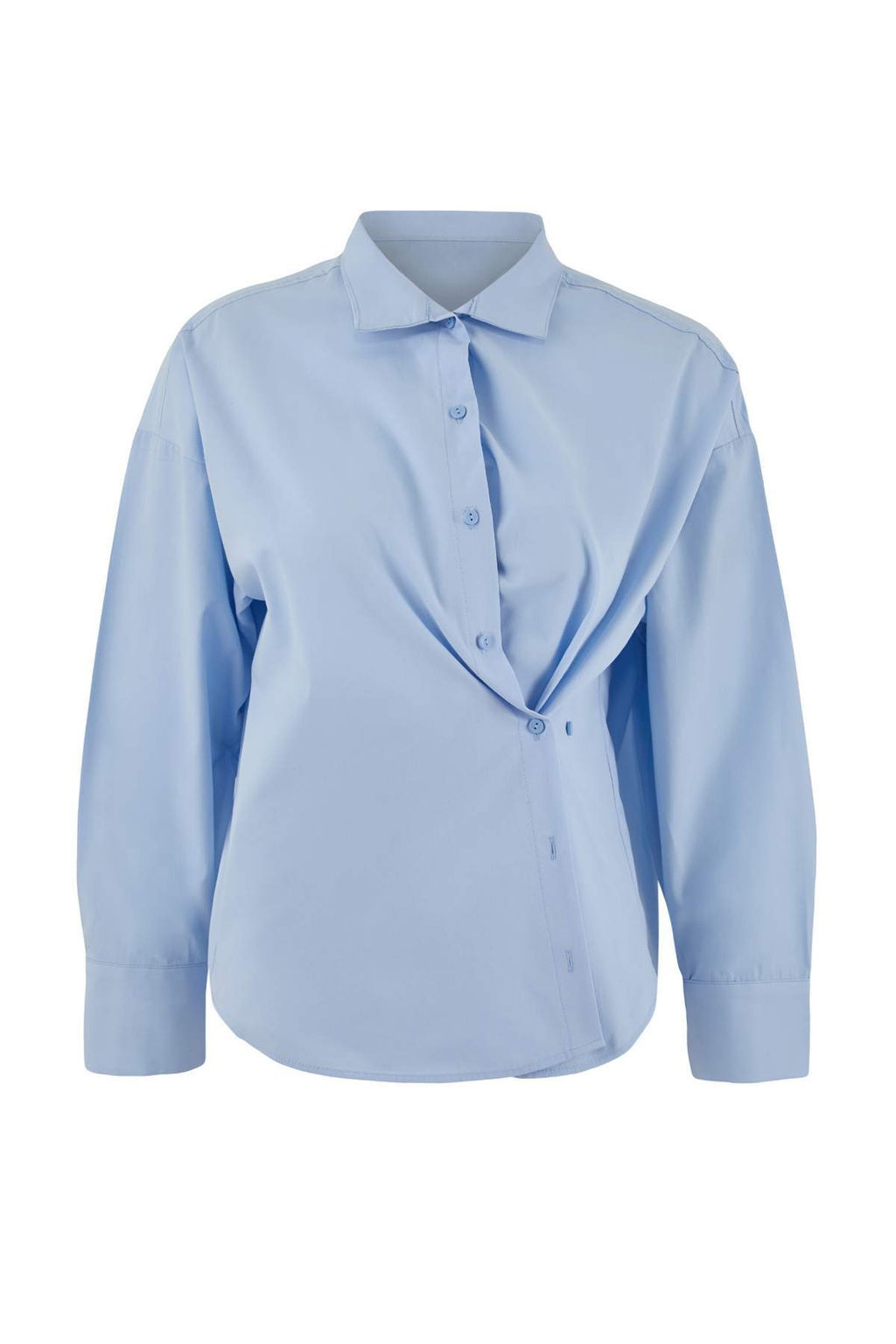 Trendyol Studio Beyaz Ayarlanabilir Oversize Asimetrik Pamuklu Poplin Gomlek TWOAW26GO00106 - Trendyolmilla фото 5