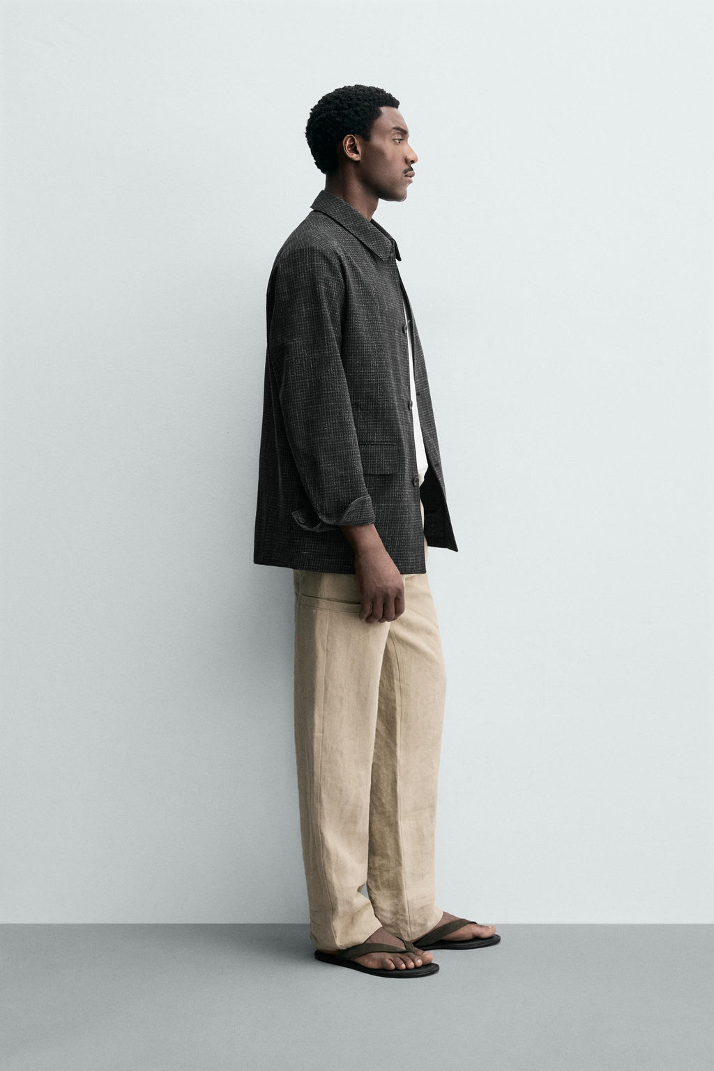 BLAZER RELAXED FIT ESTRUCTURA WAFFLE / Negro - Zara фото 4