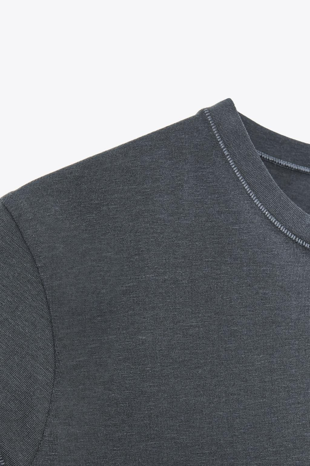 SLIM FIT SHORT SLEEVE T-SHIRT - Zara фото 33