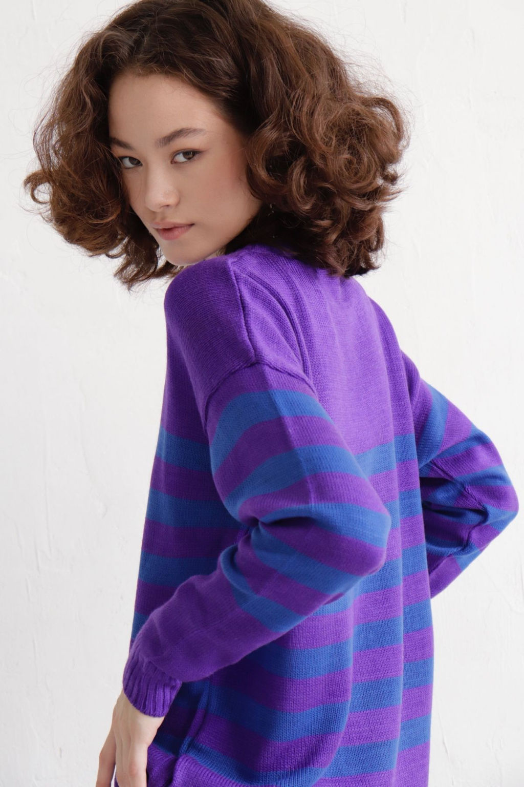 10082 Джемпер фиолетовый в полоску - Martichelli фото 12