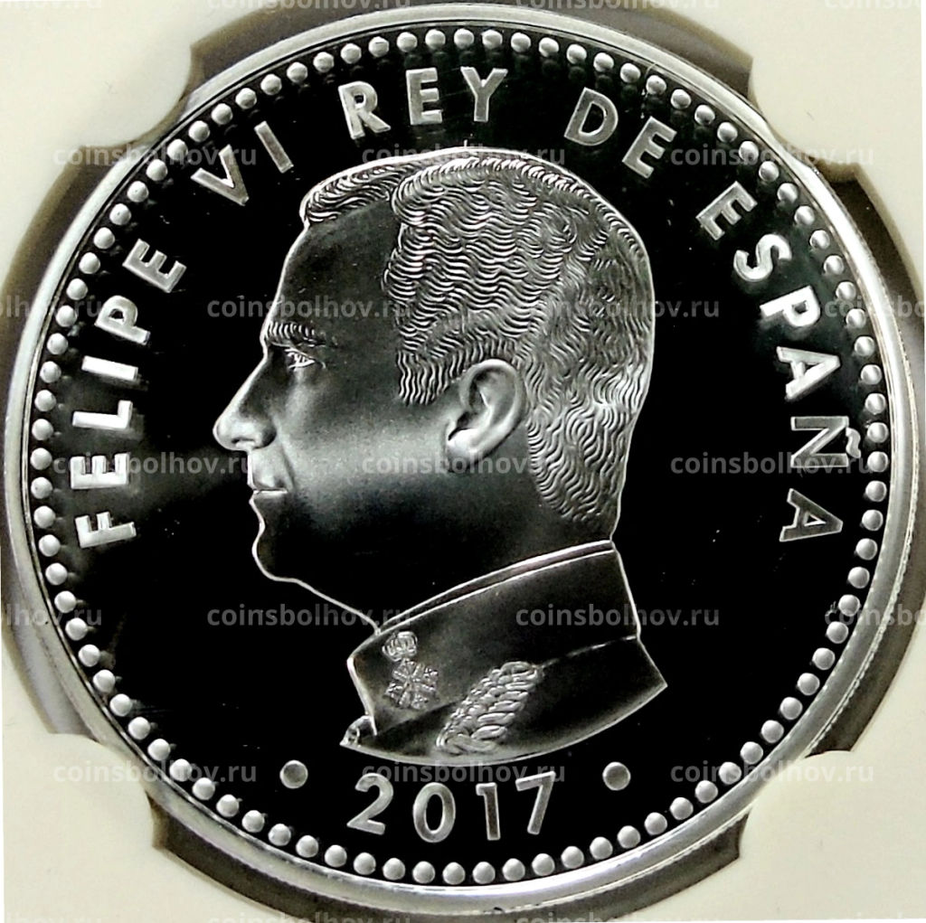 Монета 10 евро 2017 года Испания Чемпионат мира по футболу 2018, Россия (в слабе)