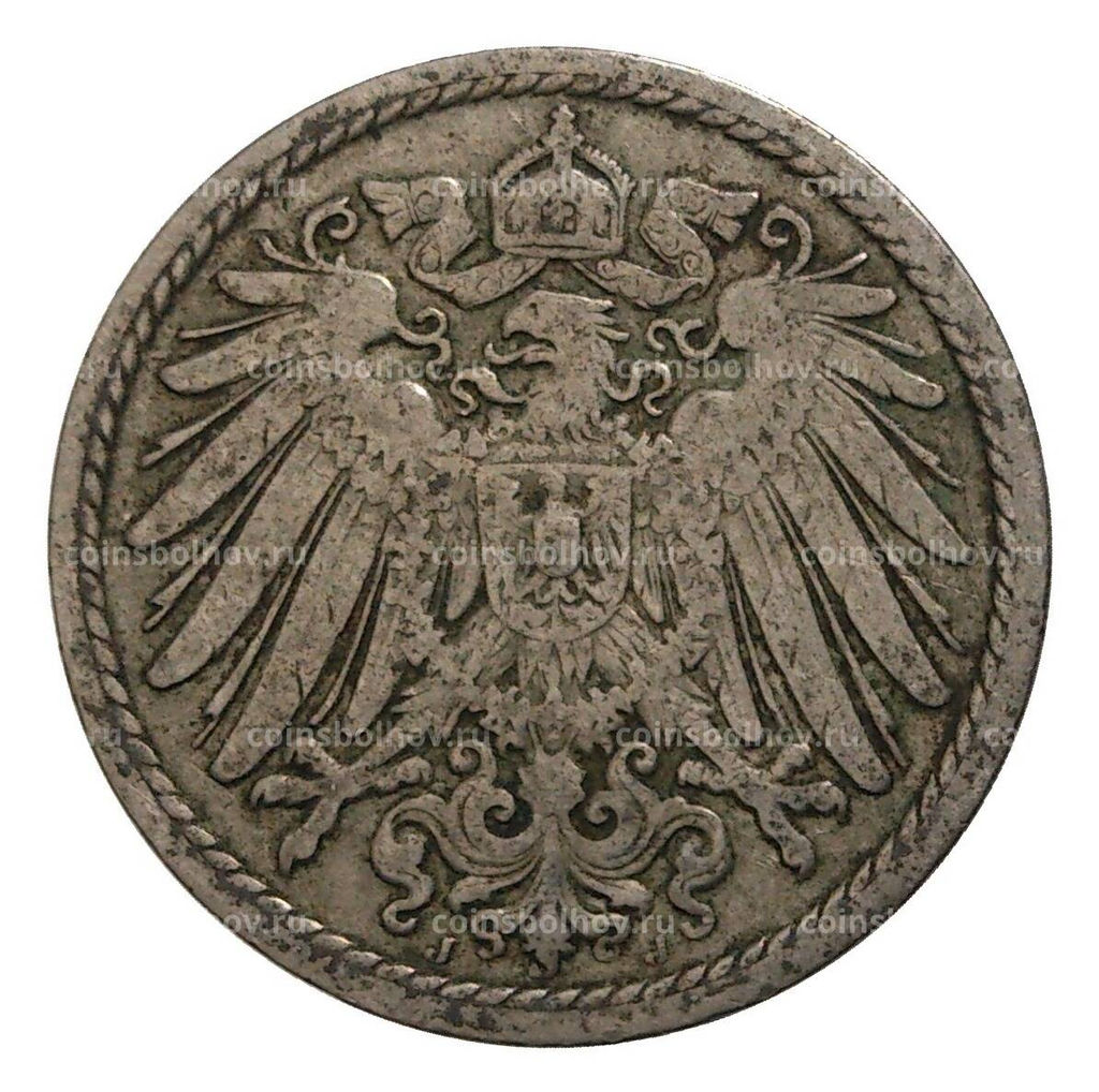 Монета 5 пфеннигов 1898 года J Германия