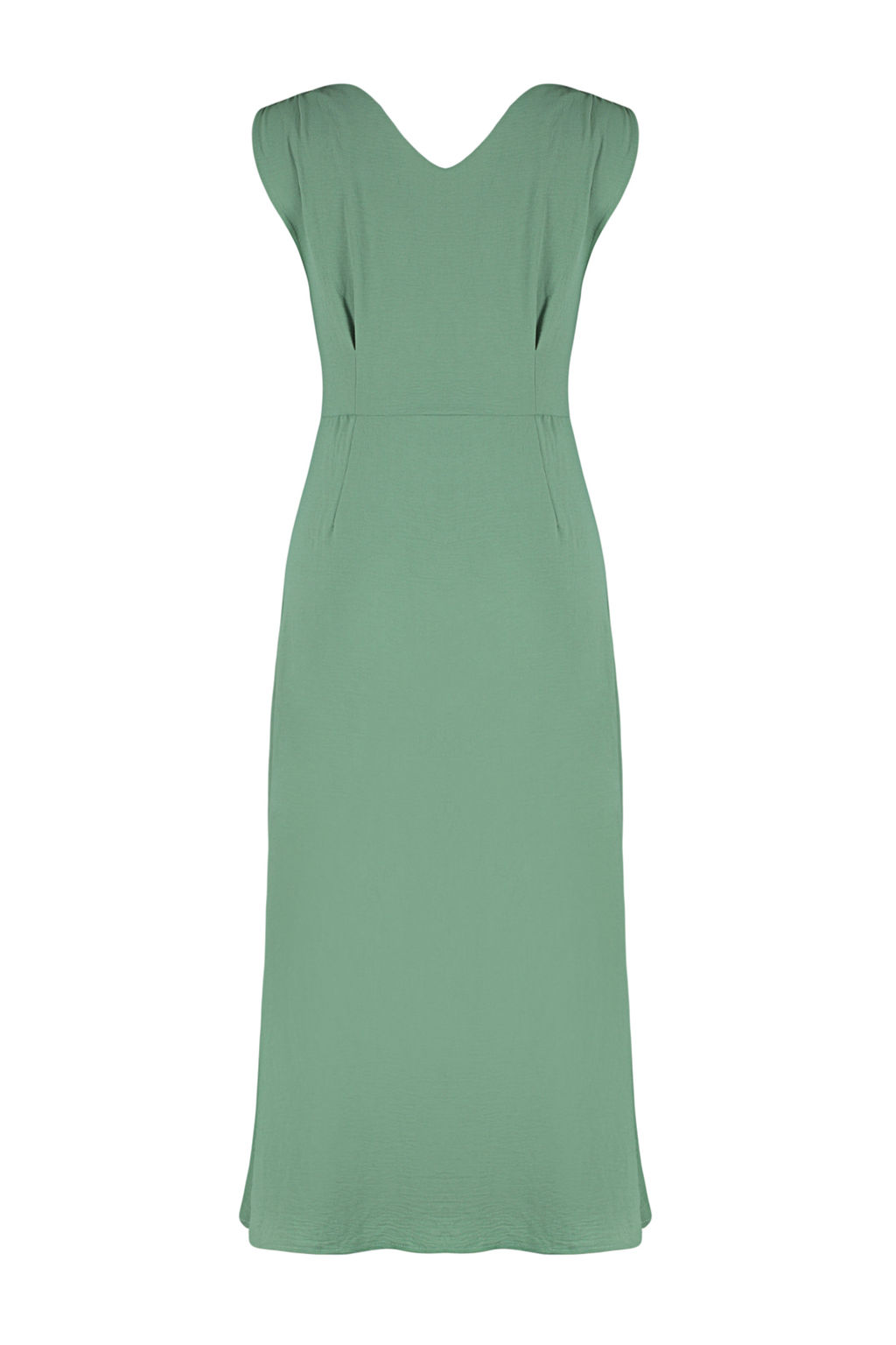 TRENDYOLMILLA Siyah Dugmeli Kolsuz Midi Dokuma Gomlek Elbise TWOSS24EL00442 фото 8