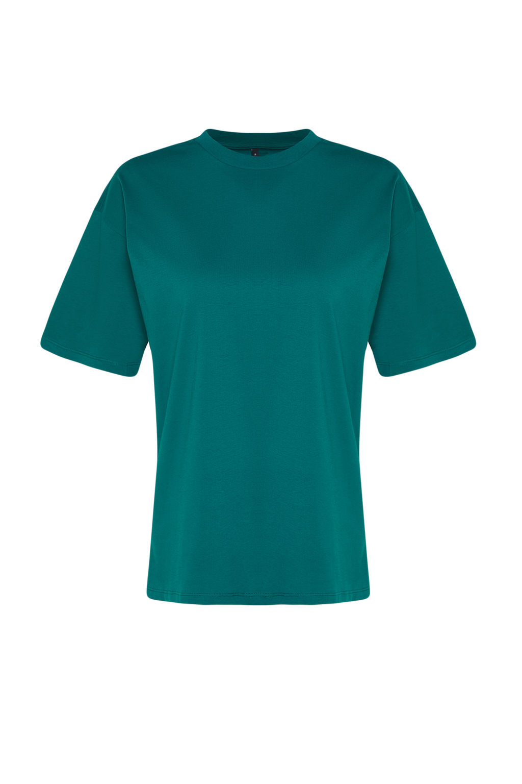 TRENDYOLMILLA Beyaz %100 Pamuk Bisiklet Yaka Oversize/Genis Kal?p Orme T-Shirt TWOSS20TS0134  фото 33