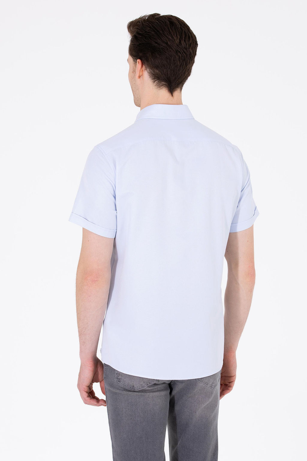 Мужская светло -голубая рубашка с коротким рукавом в корзине - U.s. polo assn фото 5