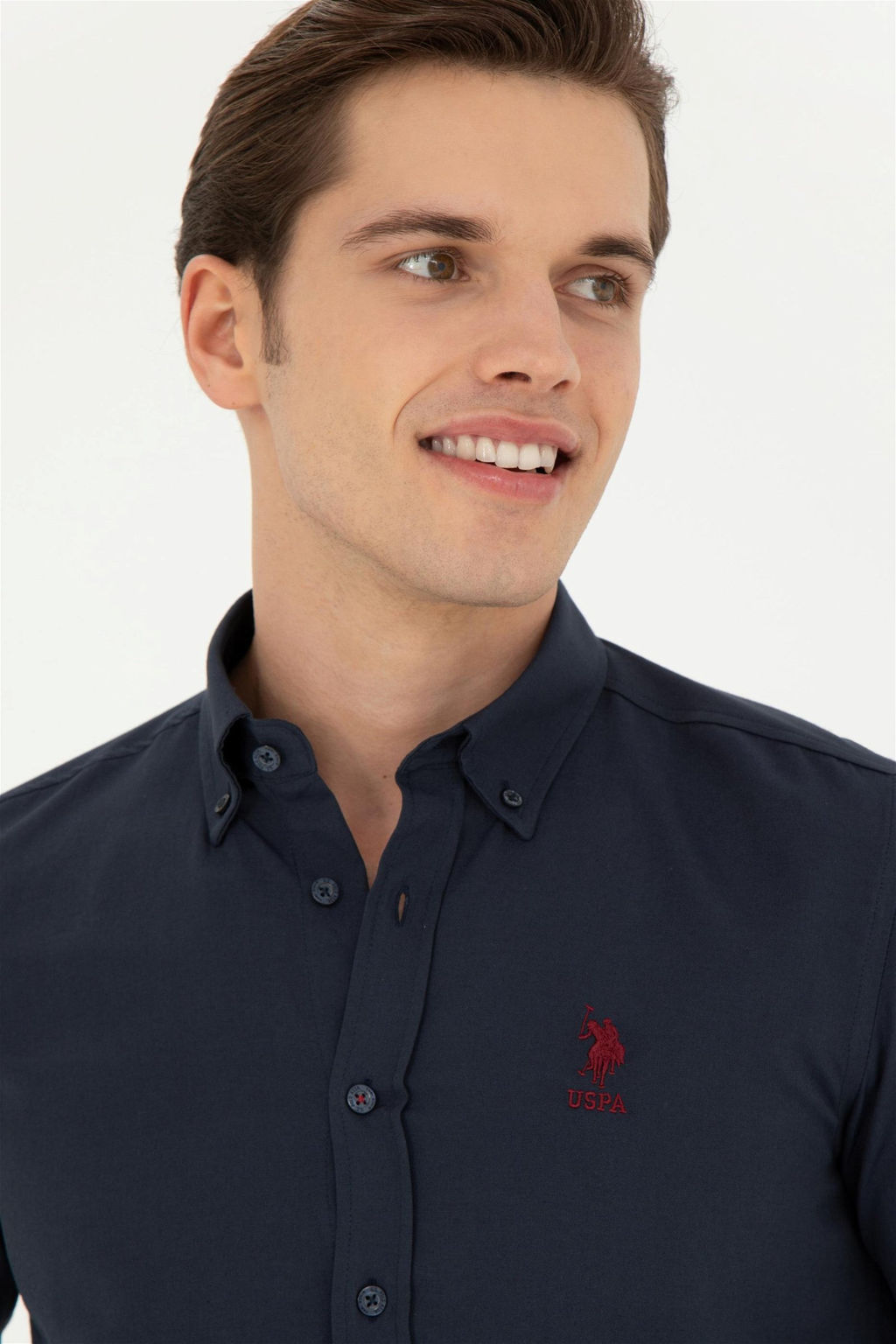 Мужская темно-синяя базовая рубашка с длинным рукавом - U.s. polo assn фото 2
