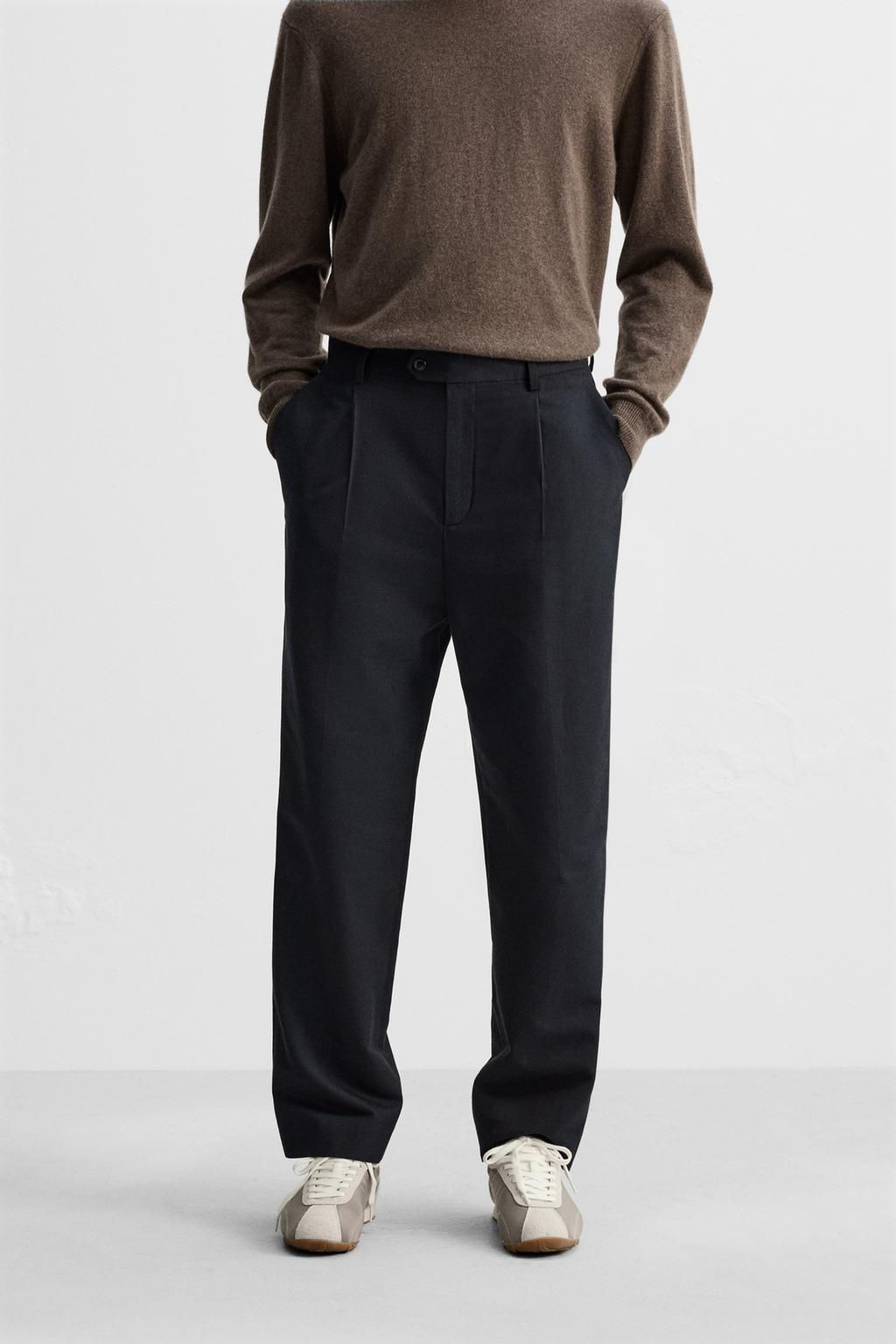 COTTON/WOOL PLEATED TROUSERS - Zara фото 11