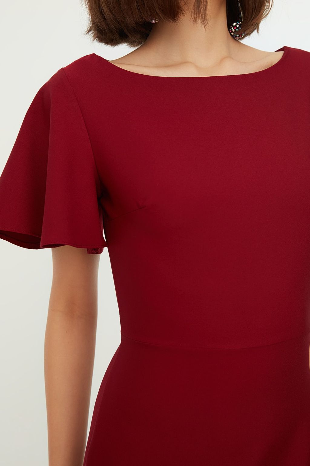 TRENDYOLMILLA Beyaz Fitted/Vucuda Oturan Volanl? Astarl? Midi Dokuma Elbise TWOSS20EL1342  фото 6
