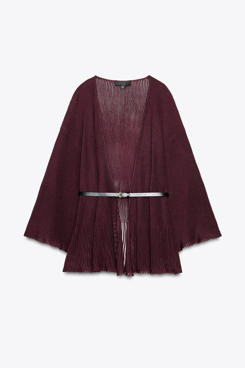 RIB KNIT CARDIGAN WITH BELT - Zara фото 6