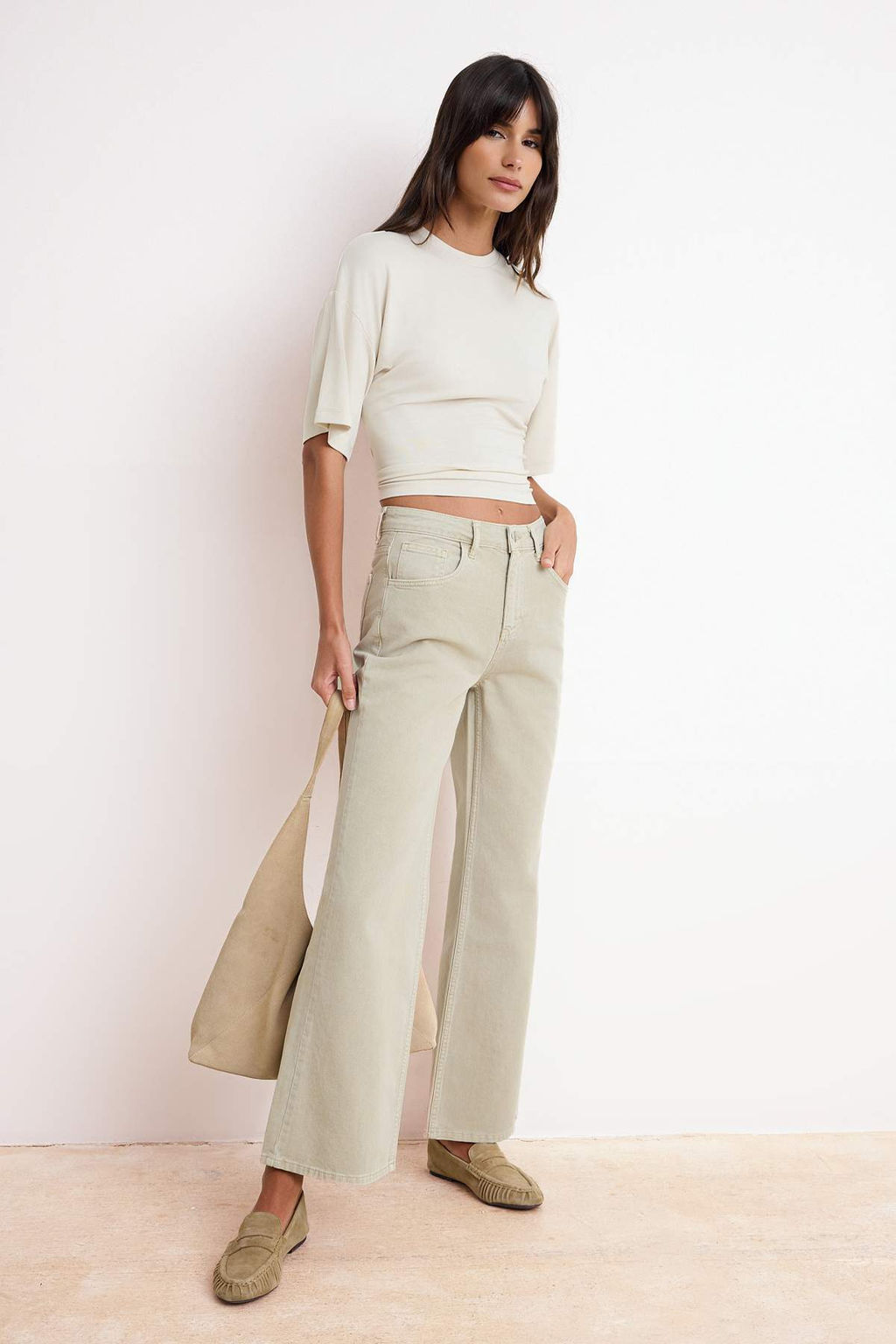 Mint Yuksek Bel %100 Pamuk Wide Leg Genis Paca Jeans TWOSS26JE00161 - Trendyolmilla фото 2