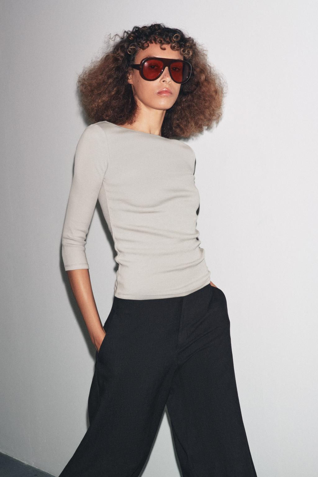 COTTON BOAT NECK T-SHIRT - Zara фото 14