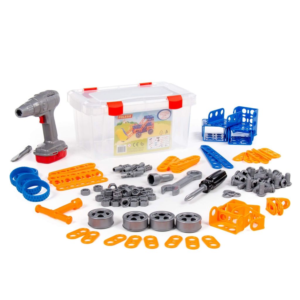 Конструктор Изобретатель - Трактор-погрузчик №1 (142 элемента) + шуруповёрт (в контейнере) - Полесье фото 3