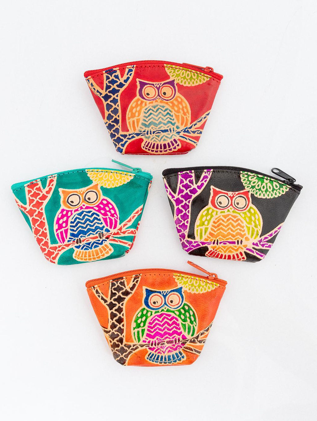 Кошелек под мелочь ручной принт Сова №0593/8 4шт/уп