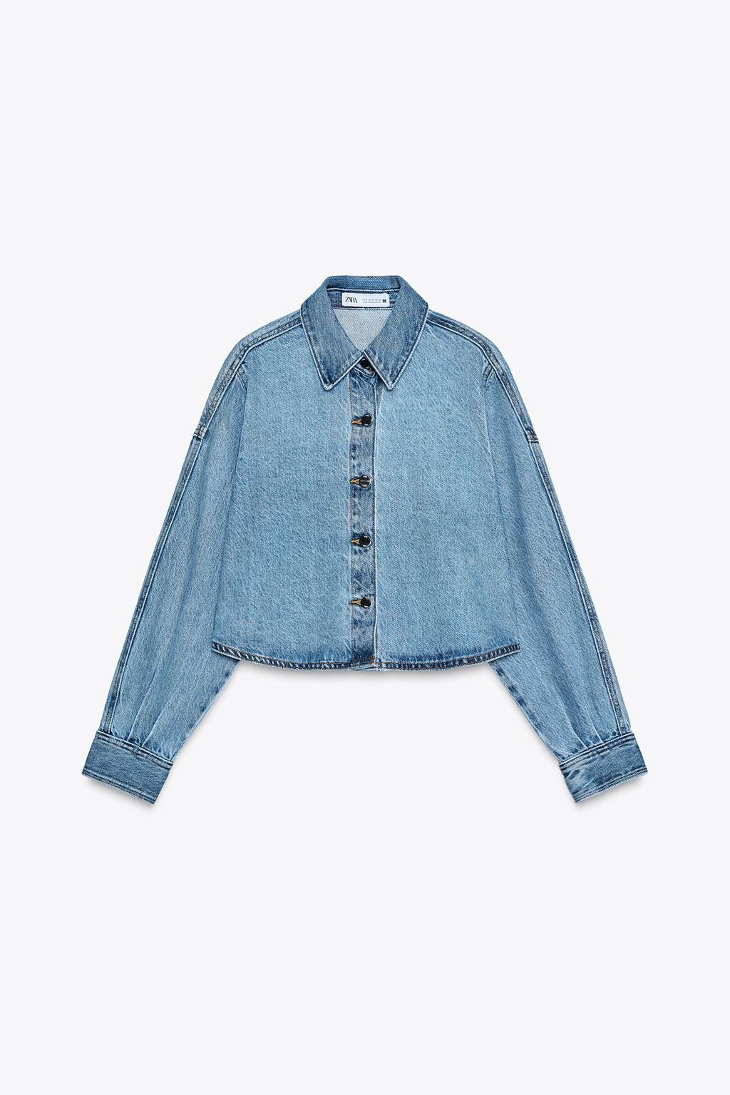 Z1975 CROPPED OVERSIZE DENIM SHIRT - Zara фото 5