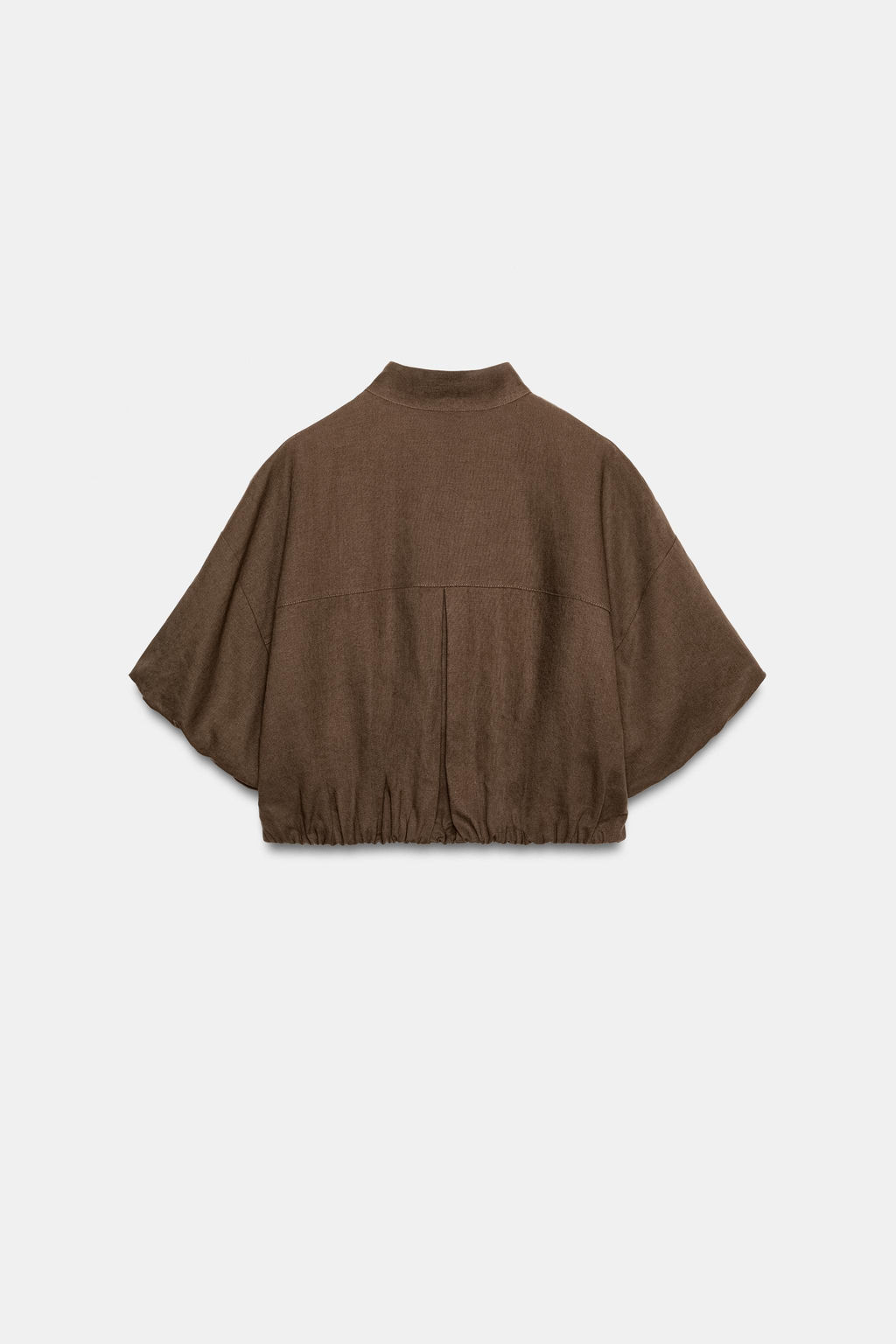 CAMISA GLOBO CON LINO / Marr?n / Topo - Zara фото 7