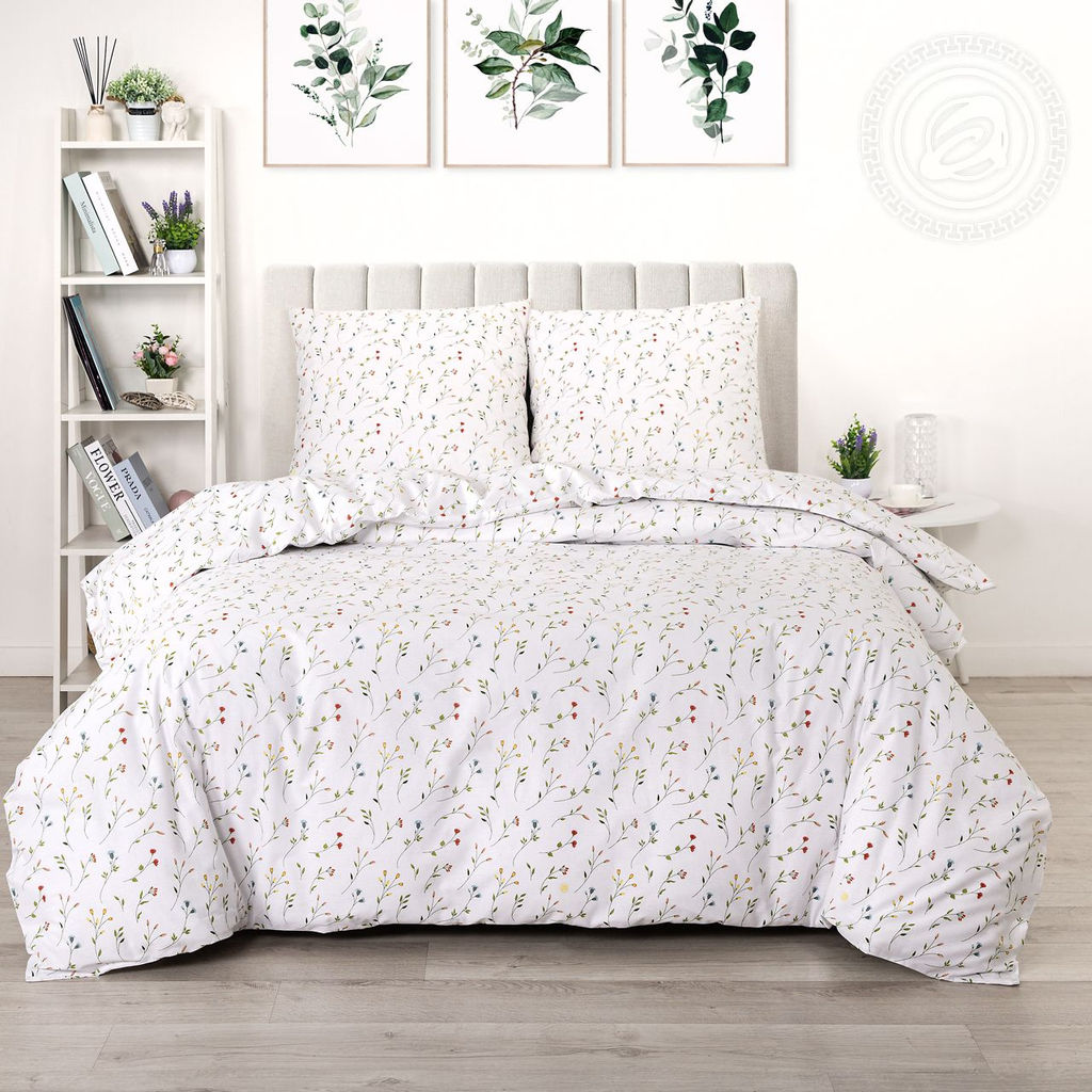 Постельное белье Ботаника (поплин DE LUXE) 1,5 сп./Пододеяльник: 1 шт. - 215*145; Простыня: 1 шт. - 215*150; Наволочка: 2 шт. - 70*70; DE LUXE