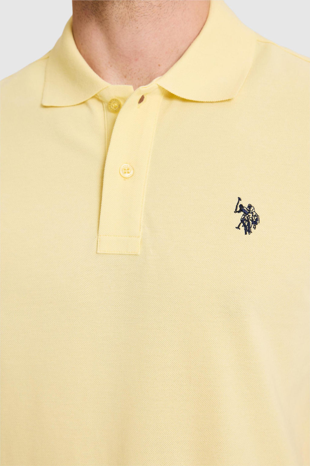 Erkek Slim Fit Polo Yaka A__k Sar_ Basic Ti__rt