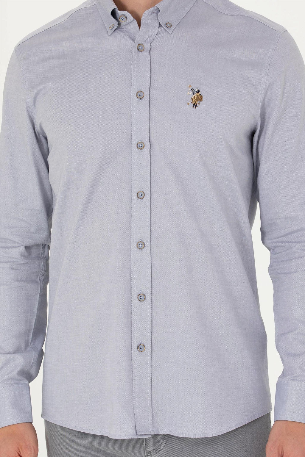 U. S. Polo Assn Мужская серая базовая рубашка с длинным рукавом - U.s. polo assn фото 6