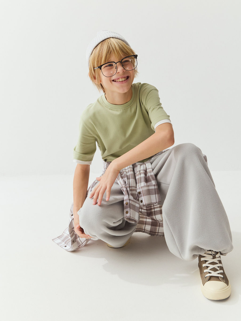 Футболка с контрастной отделкой "Шалфей" 7+