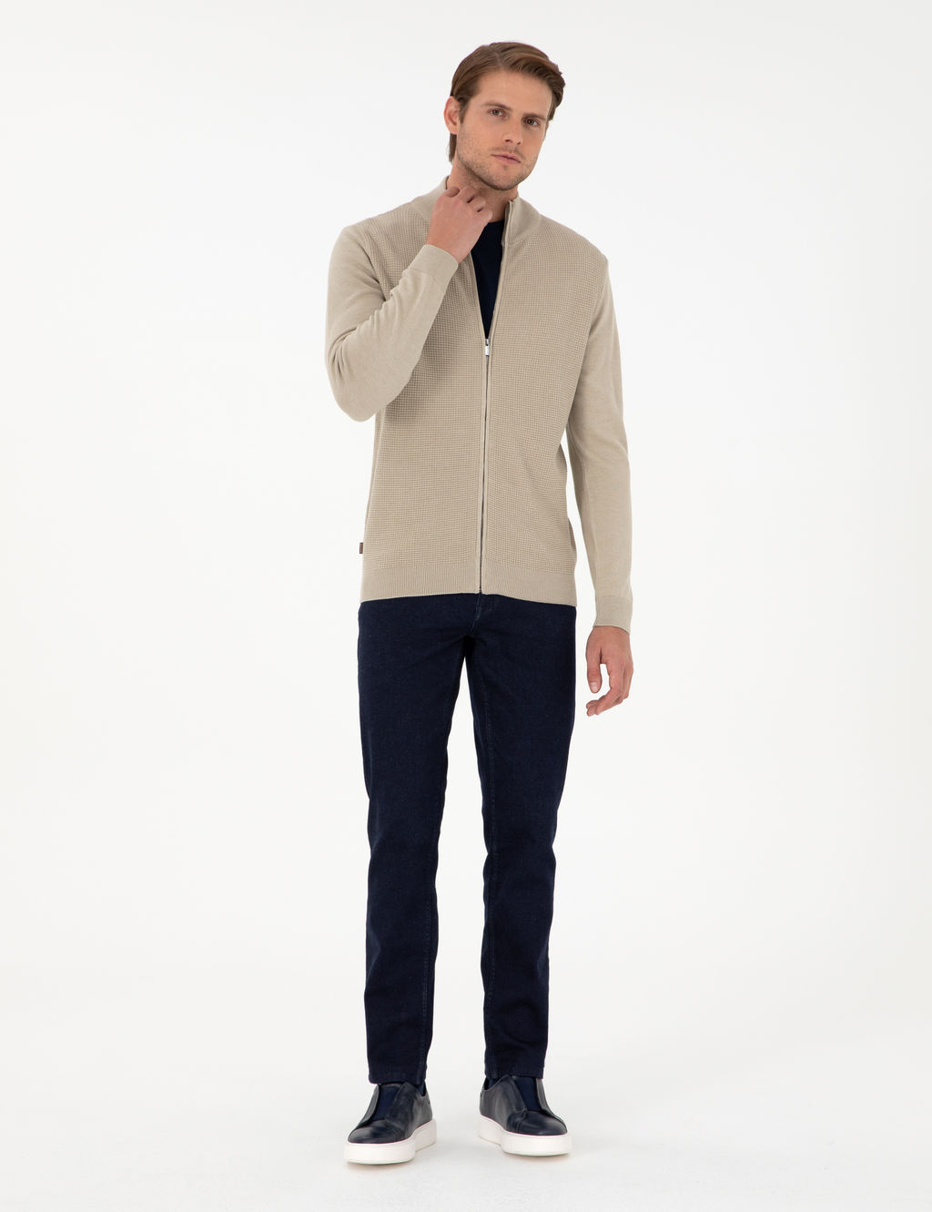 Kum Melanj Slim Fit Fermuarl_ Triko H_rka
