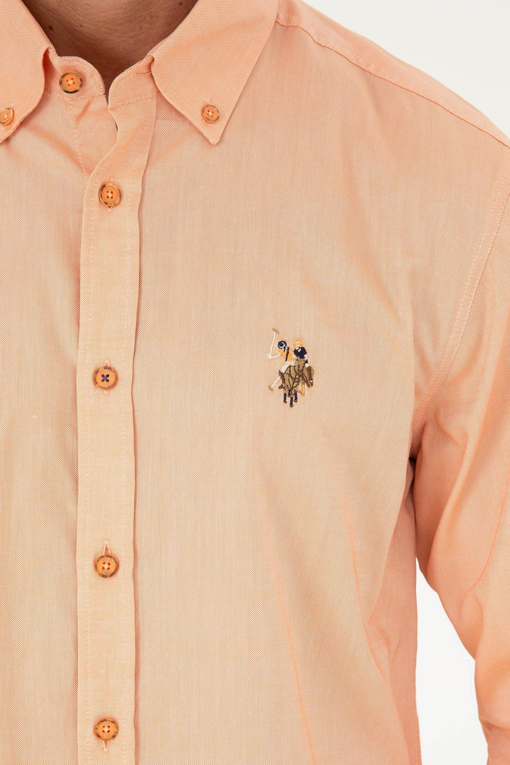 U. S. Polo Assn / Мужская оранжевая базовая рубашка с длинным рукавом - U.s. polo assn фото 7