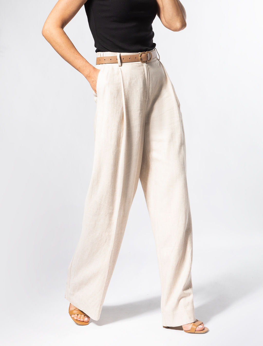 VILATTE / Брюки палаццо из льняного твила меланж  фото 6