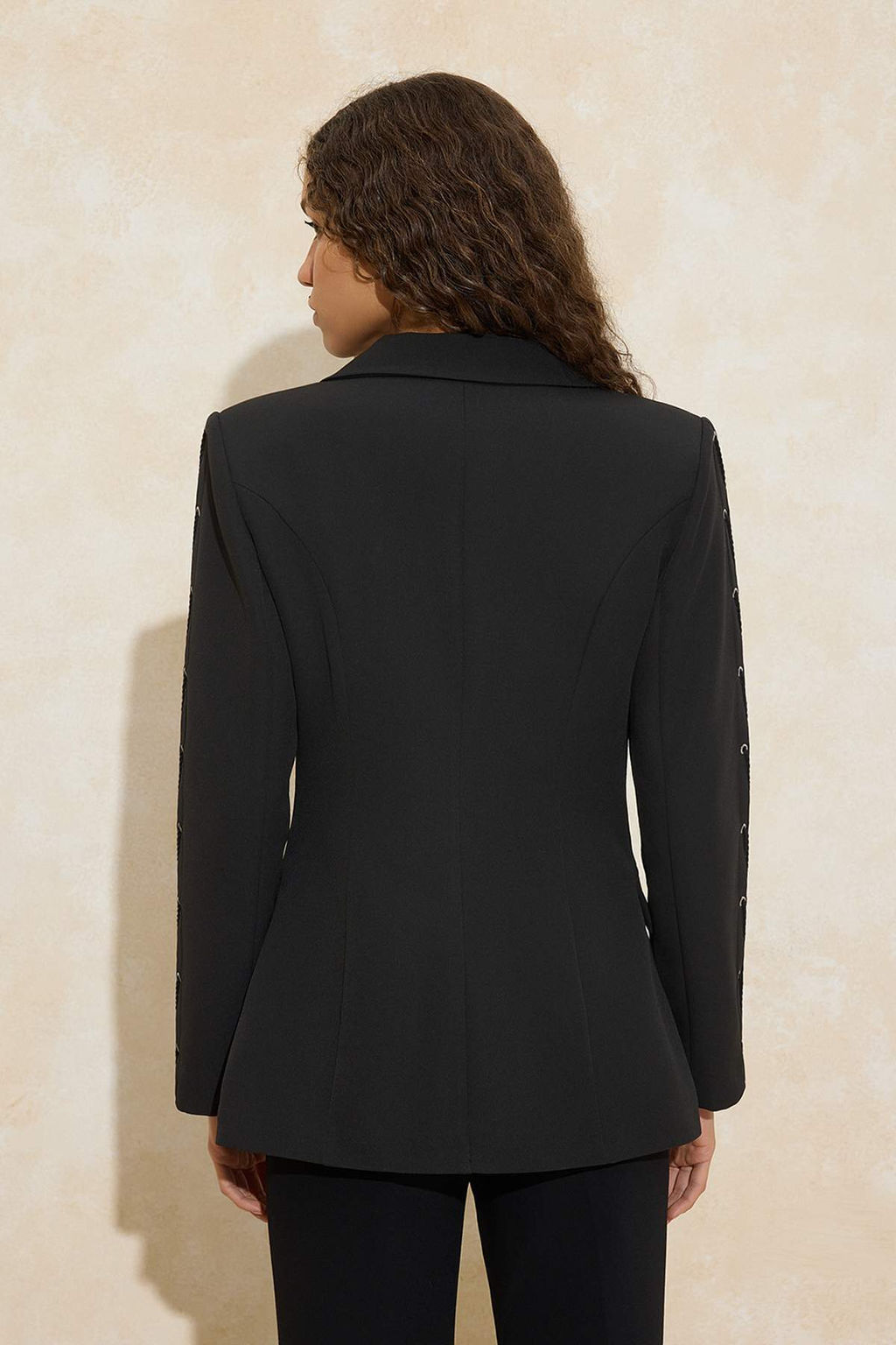 Siyah Kollar? Kusgozu Detayl? Dokuma Fitted/Vucuda Oturan Blazer Ceket TWOSS26BC00016 - Trendyolmilla фото 4