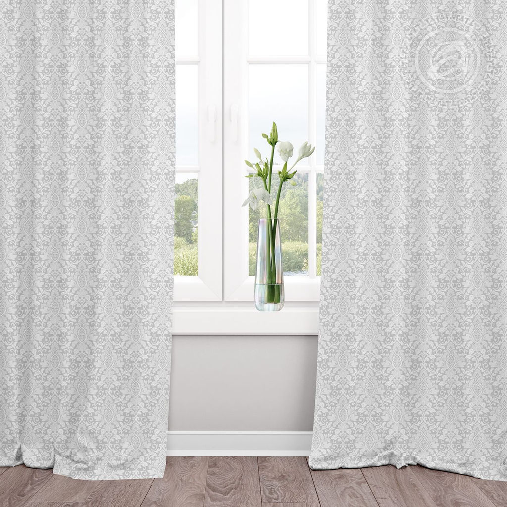 Шторы для гостиной с подхватом Вензель серый 145*260/Шторы: 1 шт.- 145*260, подхваты: 1 шт. Шторы АРТ ДИЗАЙН для гостиной