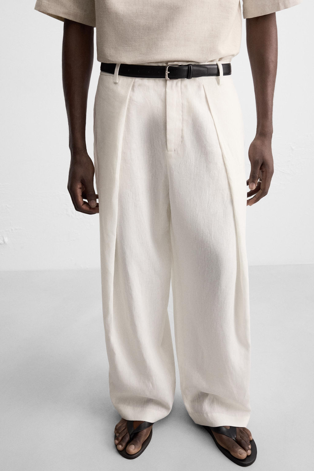 100% LINEN PLEATED TROUSERS - Zara фото 5