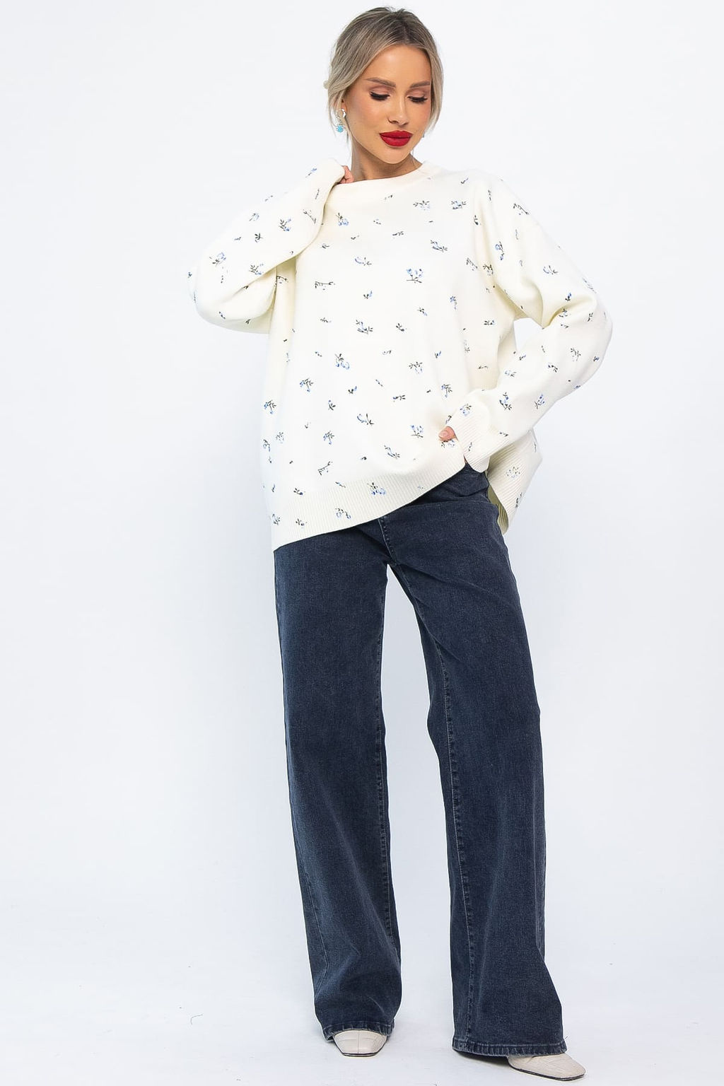 Свитер оверсайз Анита (белый) Б14761-1М