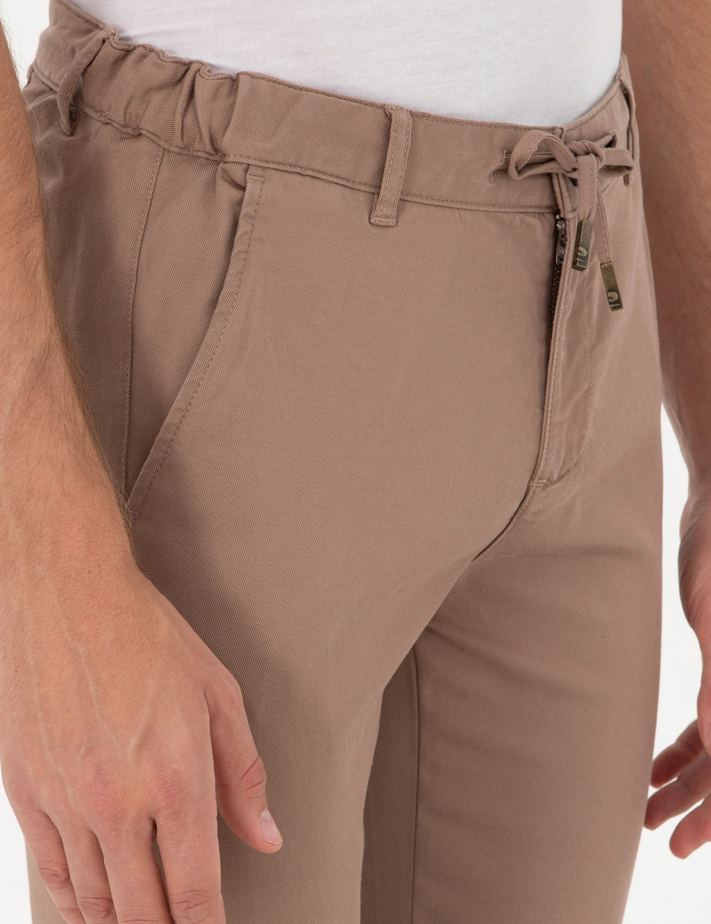 Vizon Slim Fit Beli Lastikli Ba_c_kl_ Kanvas Pantolon