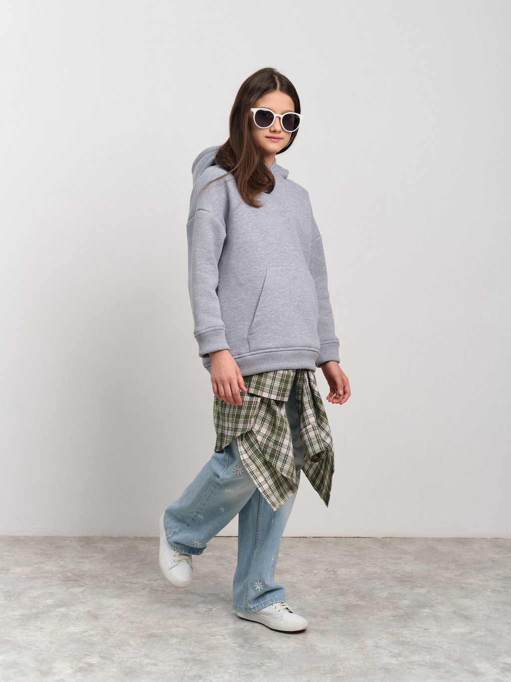 Толстовка с капюшоном для девочки "Basic" меланж
