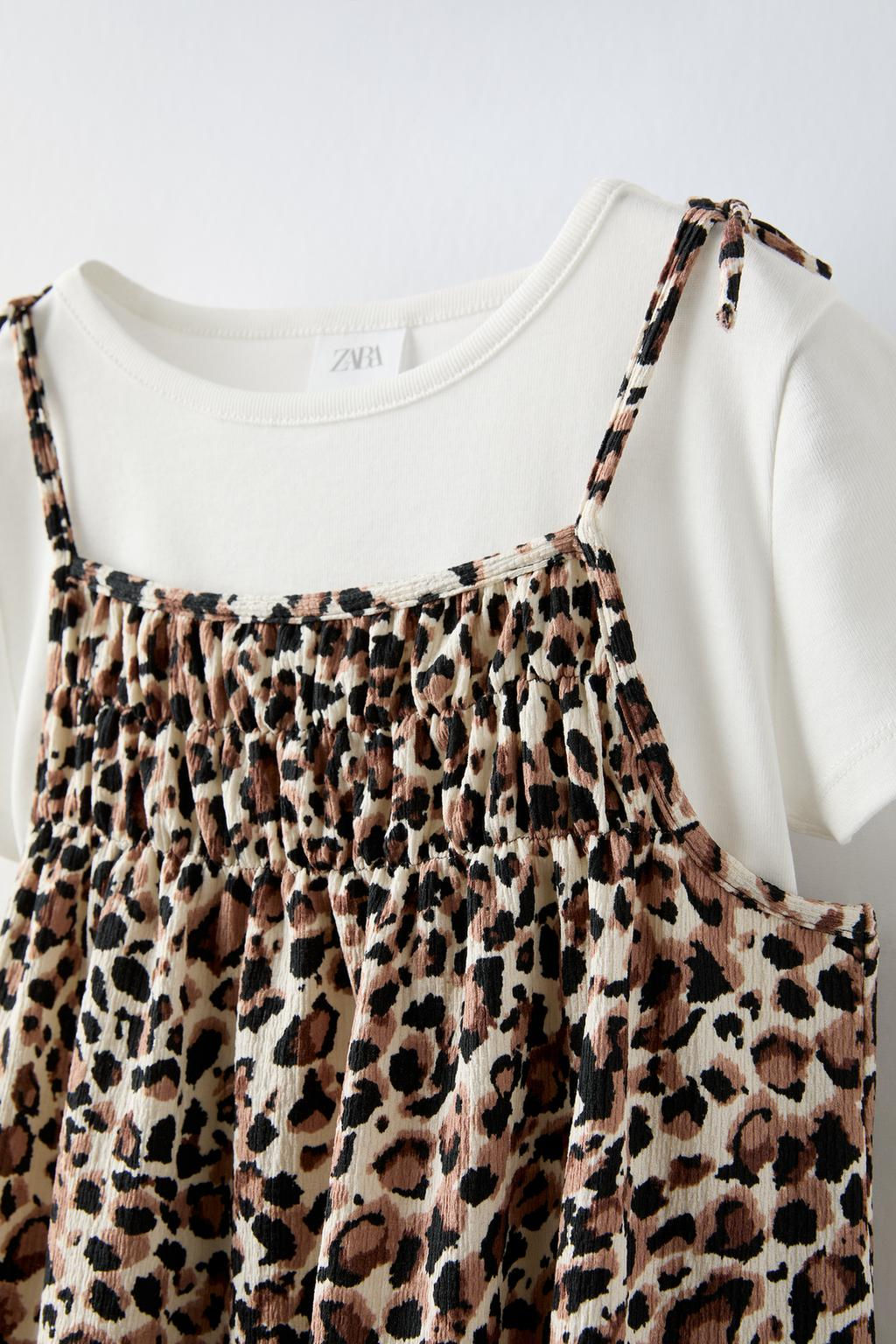 KONTRAST T-SHIRT DETAYLI LEOPAR DESENLI ELBISE - Zara фото 3
