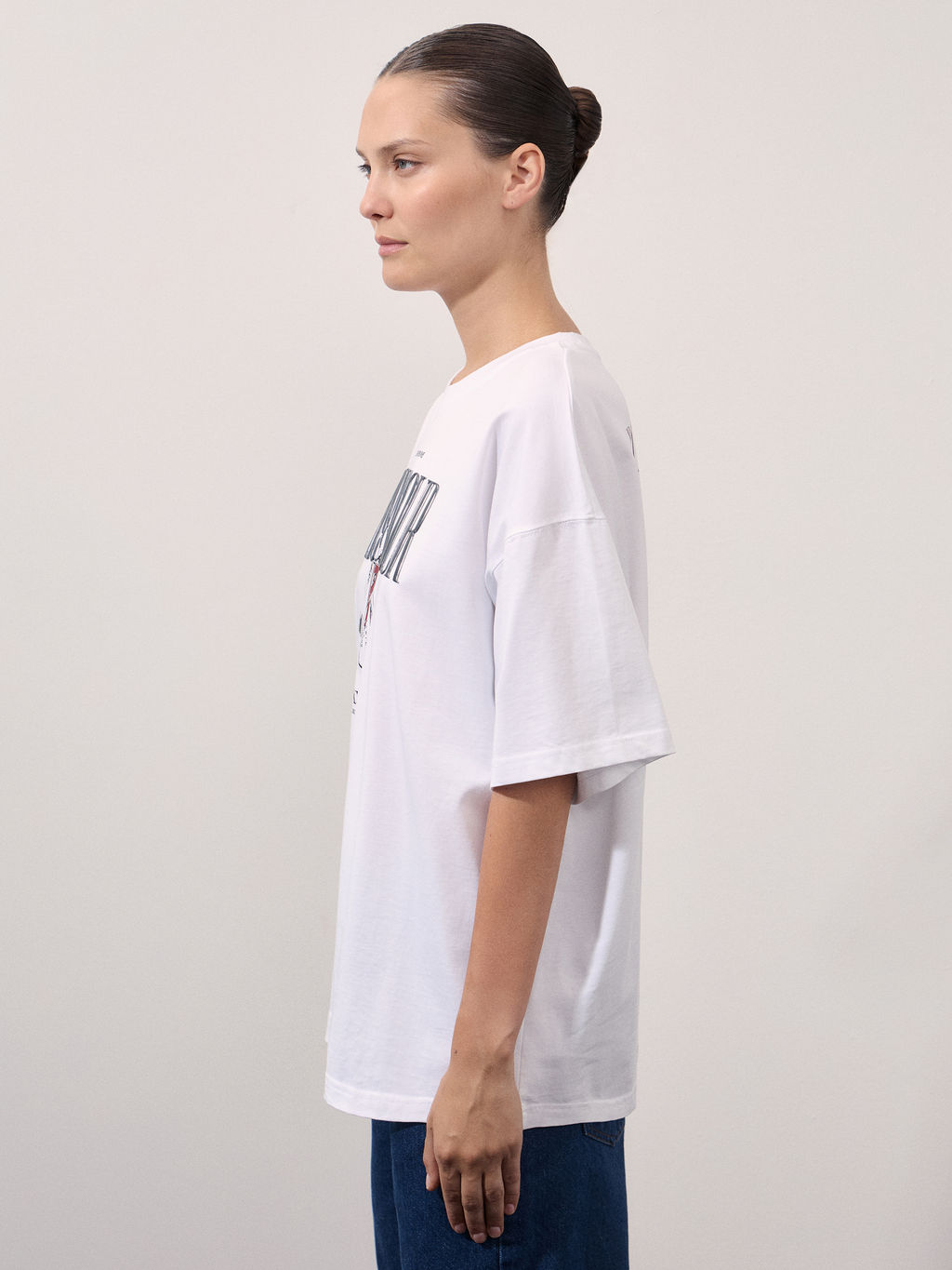 Оверсайз футболка с принтом из мерсеризованного хлопка / Zarina  фото 5