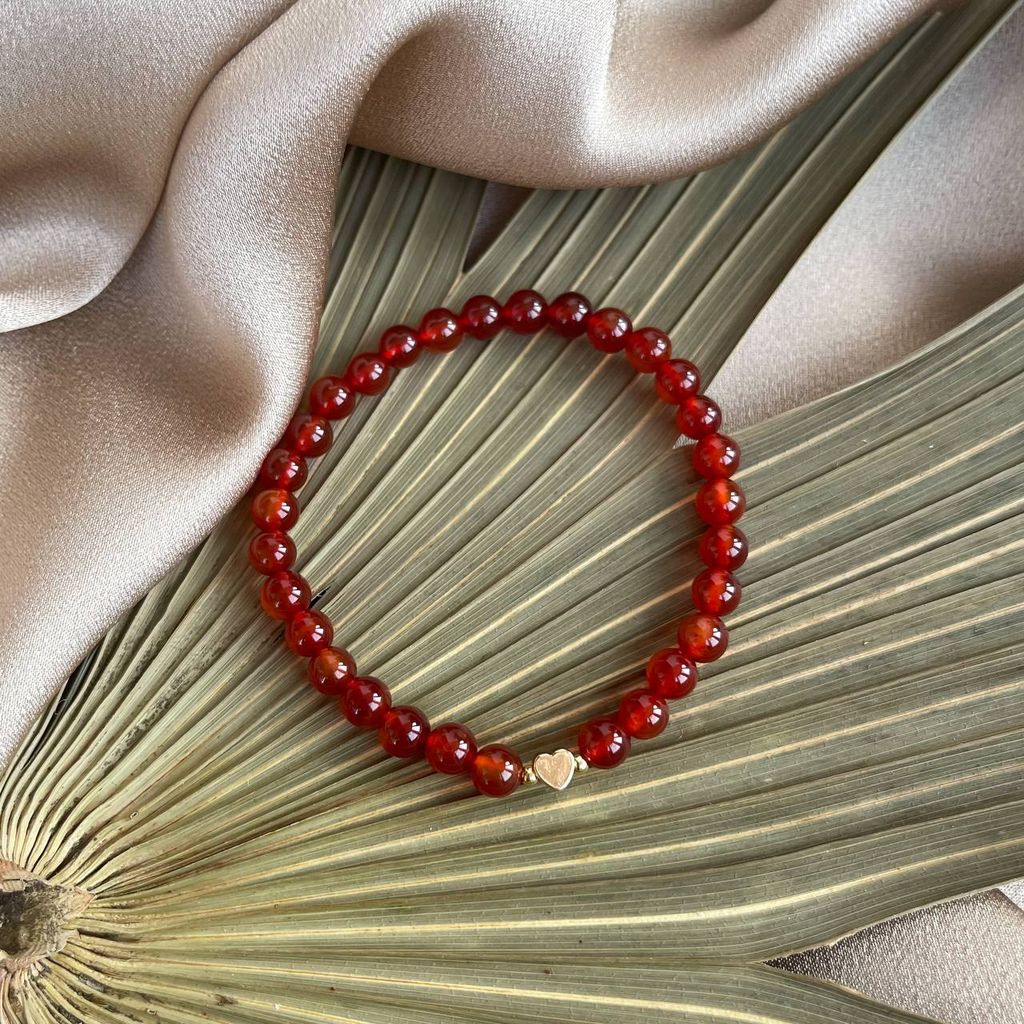 Браслет со вставкой "Сердце" из Сердолика 17 см