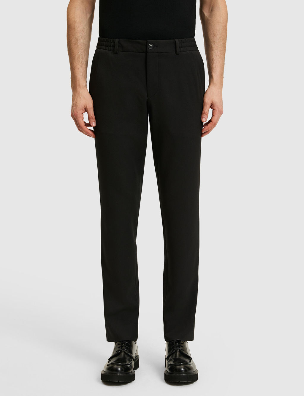 Siyah Slim Fit Beli Lastikli Pantolon