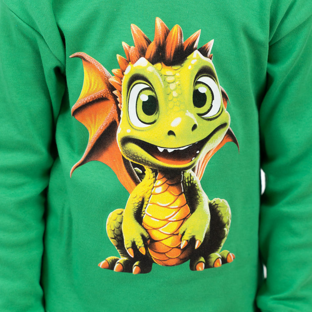 Пижама детская зеленая дракон ПЖ-1818 (110-116, 60)