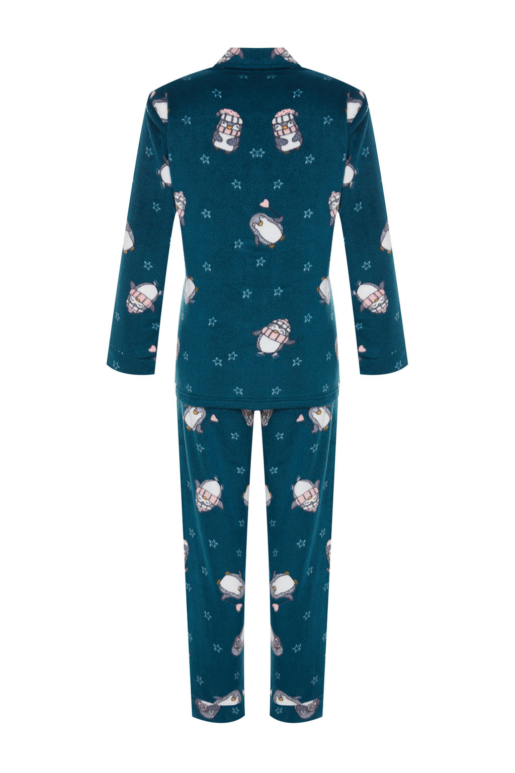 Trendyolmilla Petrol Penguen Desenli Polar K?sl?k Orme Pijama Tak?m? THMAW22PT0356 фото 8