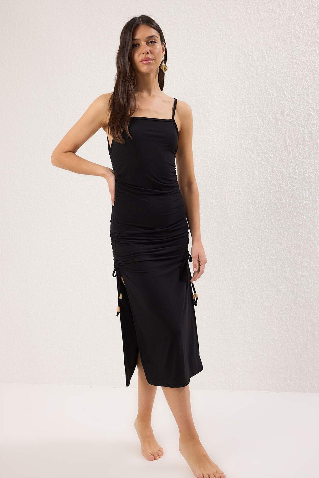 Siyah Orme Buzgulu Maxi Plaj Elbise TBESS25EL00144 - Trendyolmilla фото 2