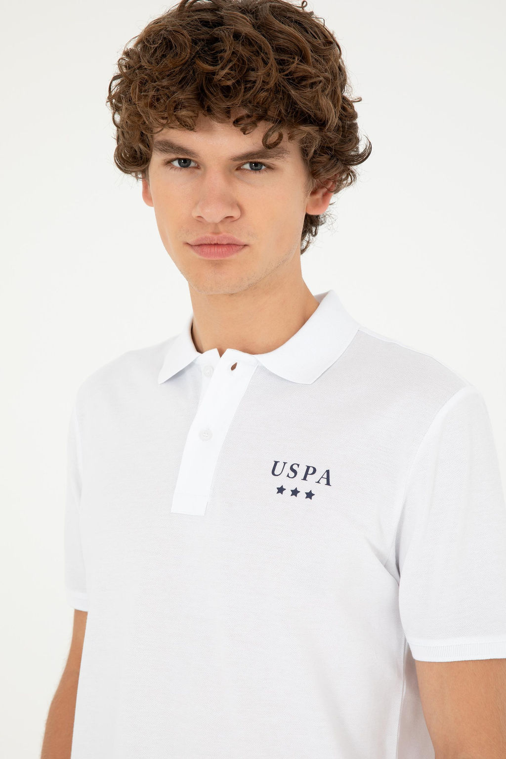 Футболка Regular Fit Polo Yaka белая из хлопка