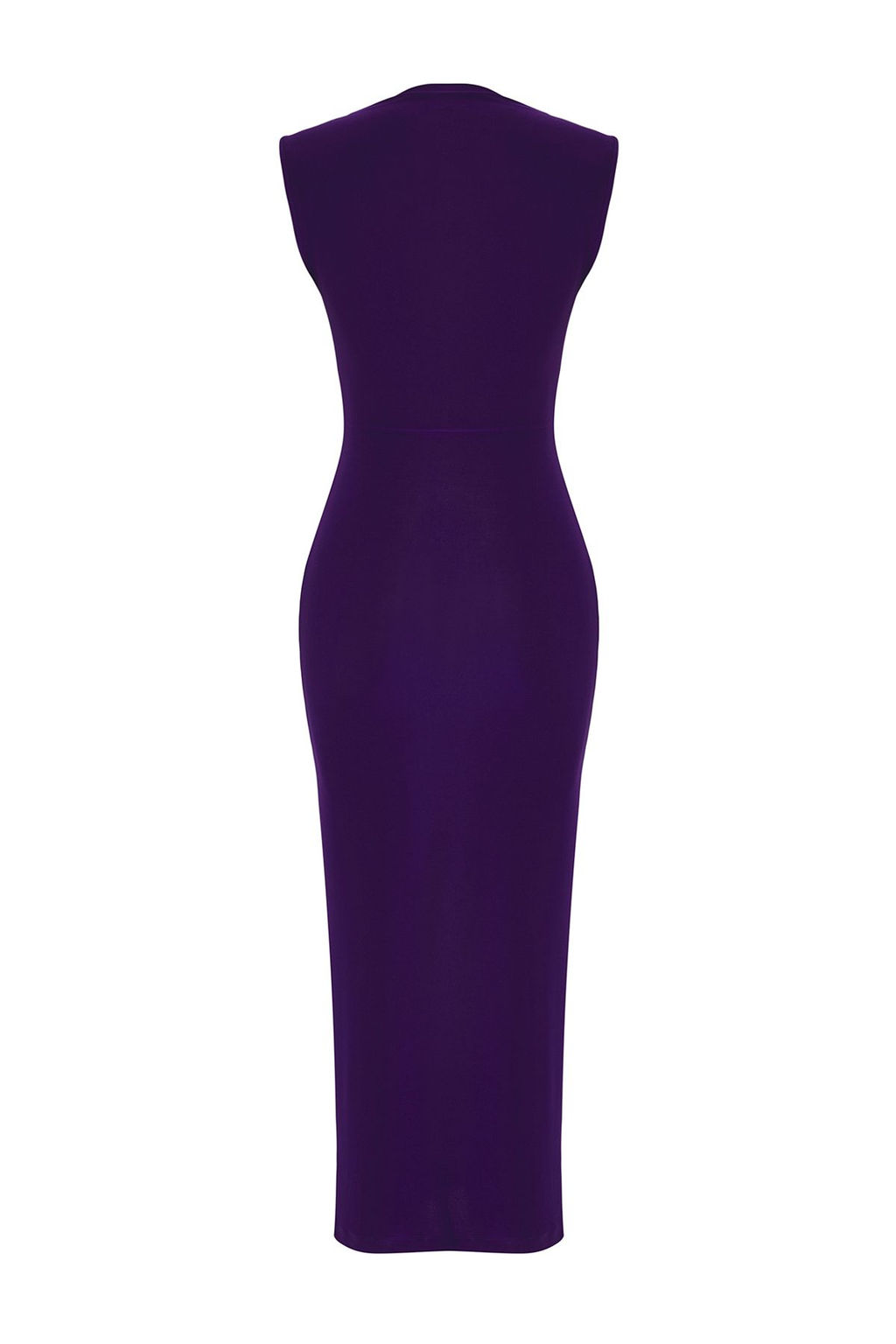 TRENDYOLMILLA Mor Bodycone/Vucuda Oturan Aksesuar Detayl? Ay Kol Kay?k Yaka Midi Orme Elbise TWOSS25EL00699  фото 12