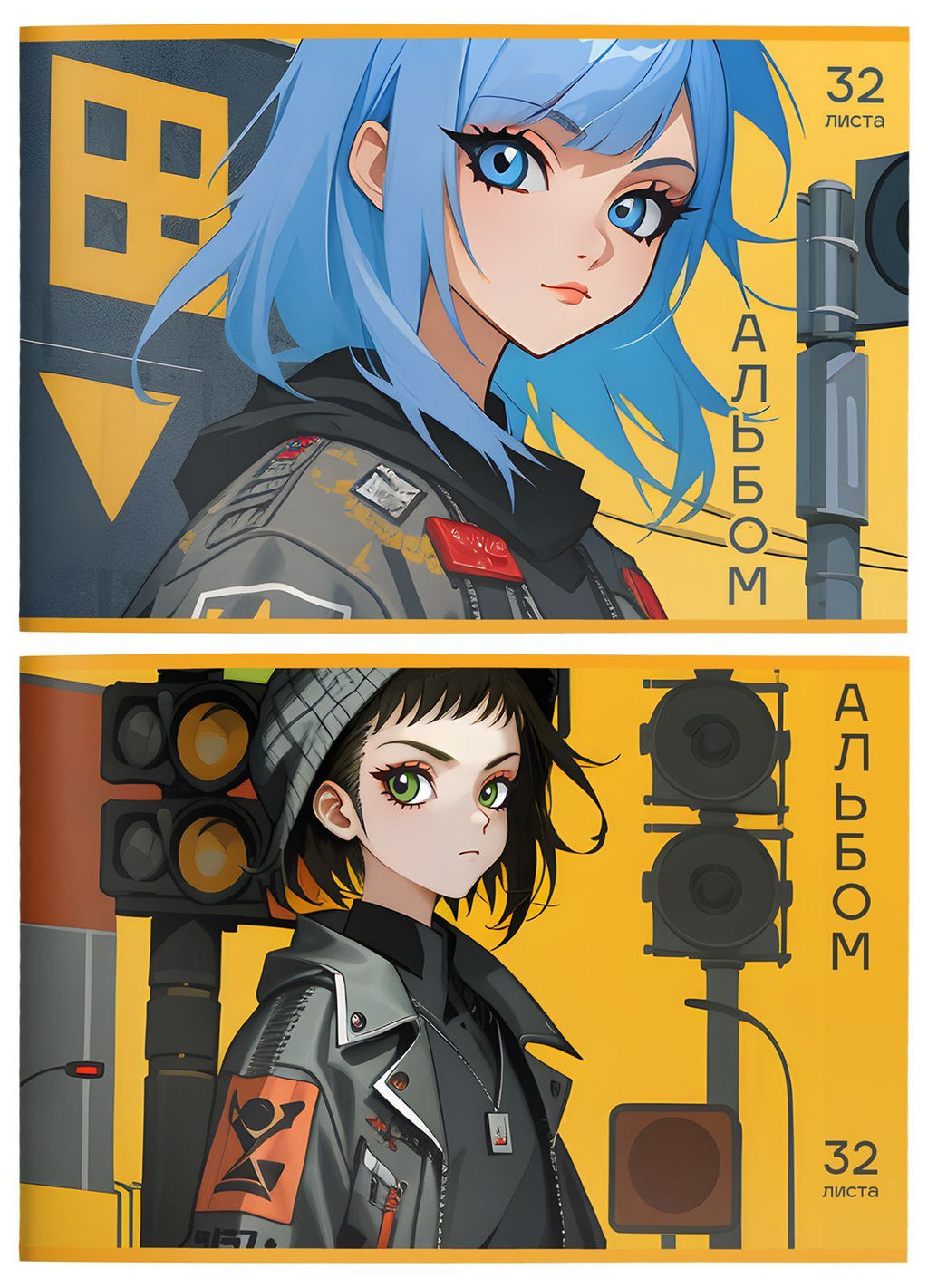 Цена за 2 шт. Альбом для рисования 32 л. А4, скрепка Schoolformat АНИМЕ В ГОРОДЕ мелованный картон, ВД-л...